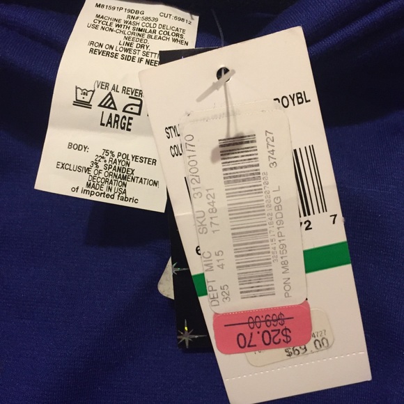 Blue Wide Collar Dress with Belt - Picture 4 of 4